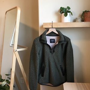 Abercrombie Green Quarter Zip Sherpa